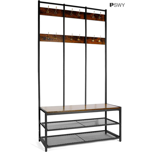 PSWY 39.37'' Wide Hall Tree with Bench and Shoe Storage Wayfair